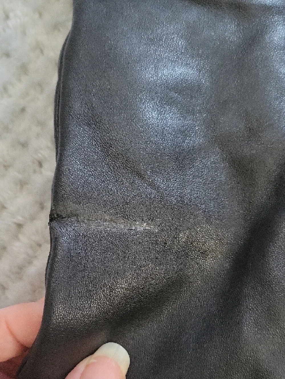 Nordstrom Classic Black Leather Gloves‎ With Cashmere Lining Size 7.5